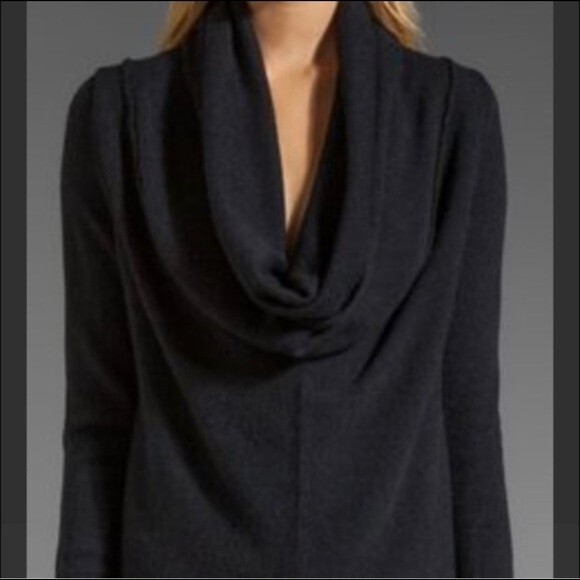 Vince Drape Front Cowl Neck Alpaca Wool Blend Boho Sweater in Black S Minimalist - Picture 9 of 9